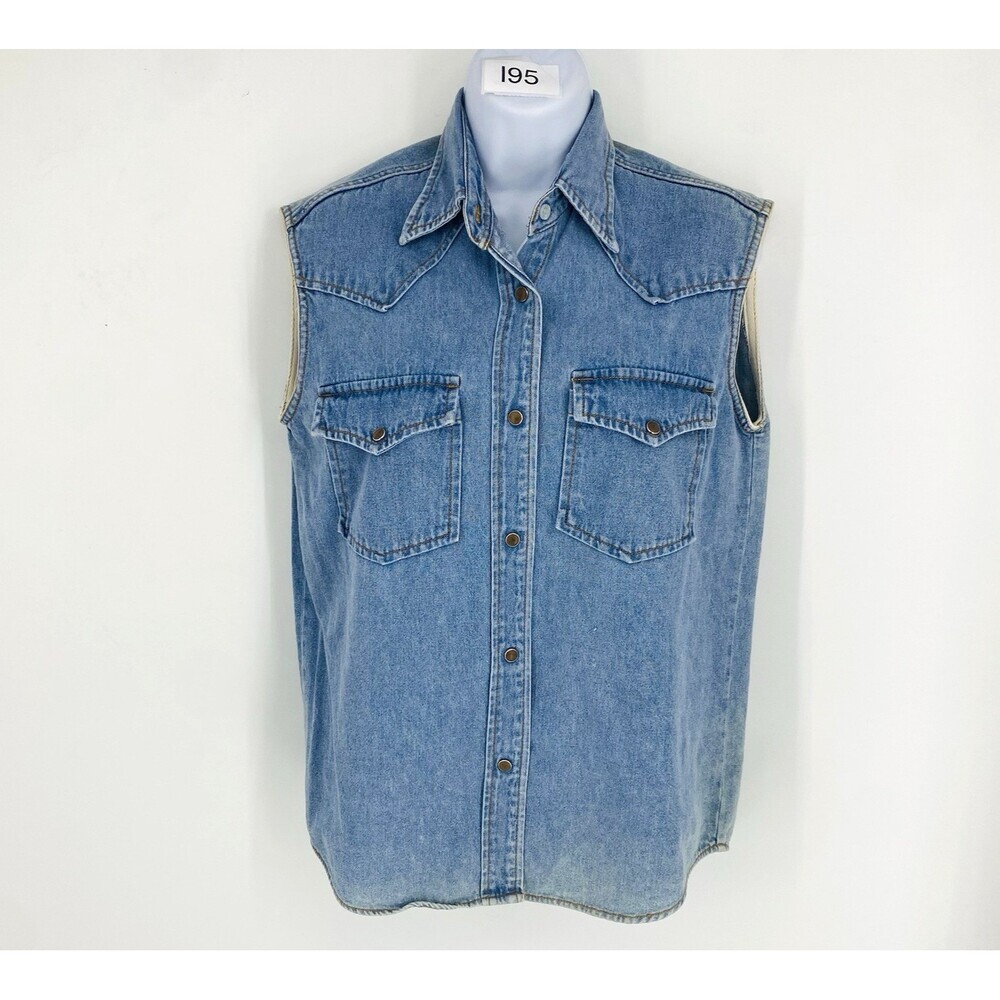 Vintage 1990’s Y2K Rampage Western Style Chambray Denim Vest Cotton Oversize SM